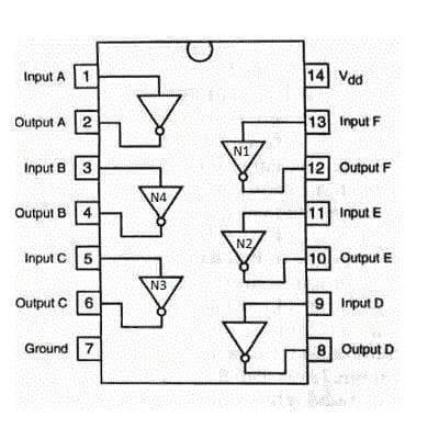 Cd4069 Not Gate Hex Inverter Ic Dip14